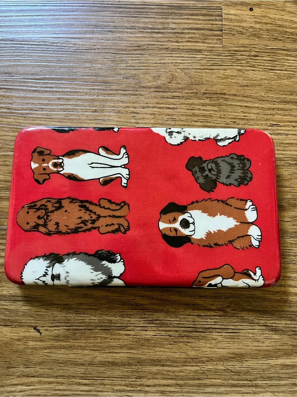 Vintage Y2K Statement Dog Printed Bi-fold Wallet Clutch Red Animal Print Retro